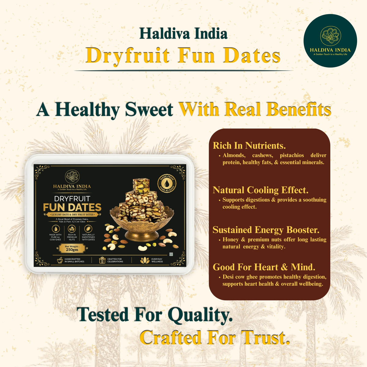 Rakhi Gift Hamper featuring Haldiva Dry Fruit Fun Dates, a healthy sweet with nutrients and benefits.