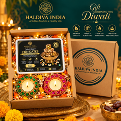 Haldiva India Diwali Dryfruit Gift Hamper with Decorative Diyas