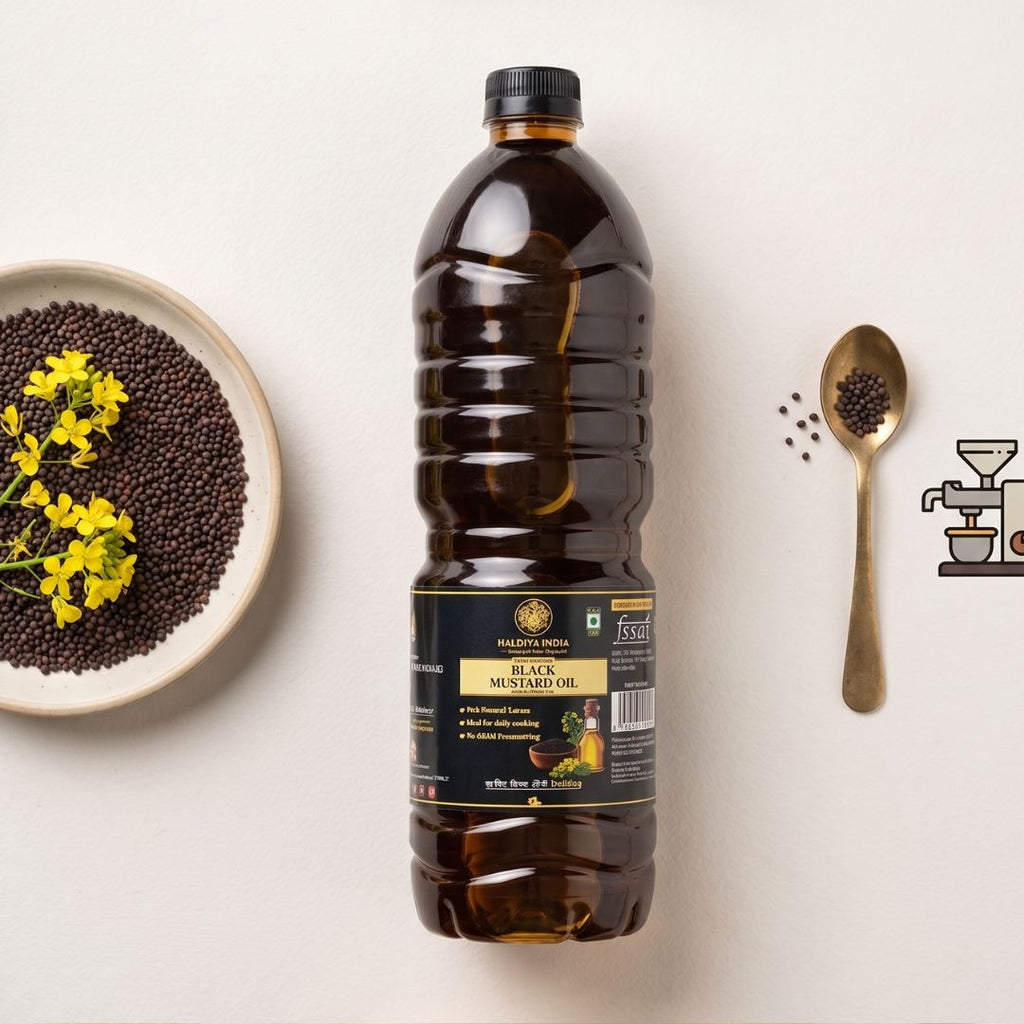 Haldiva Classic Black Mustard Oil – Pure, Wood-Pressed & Naturally Strong