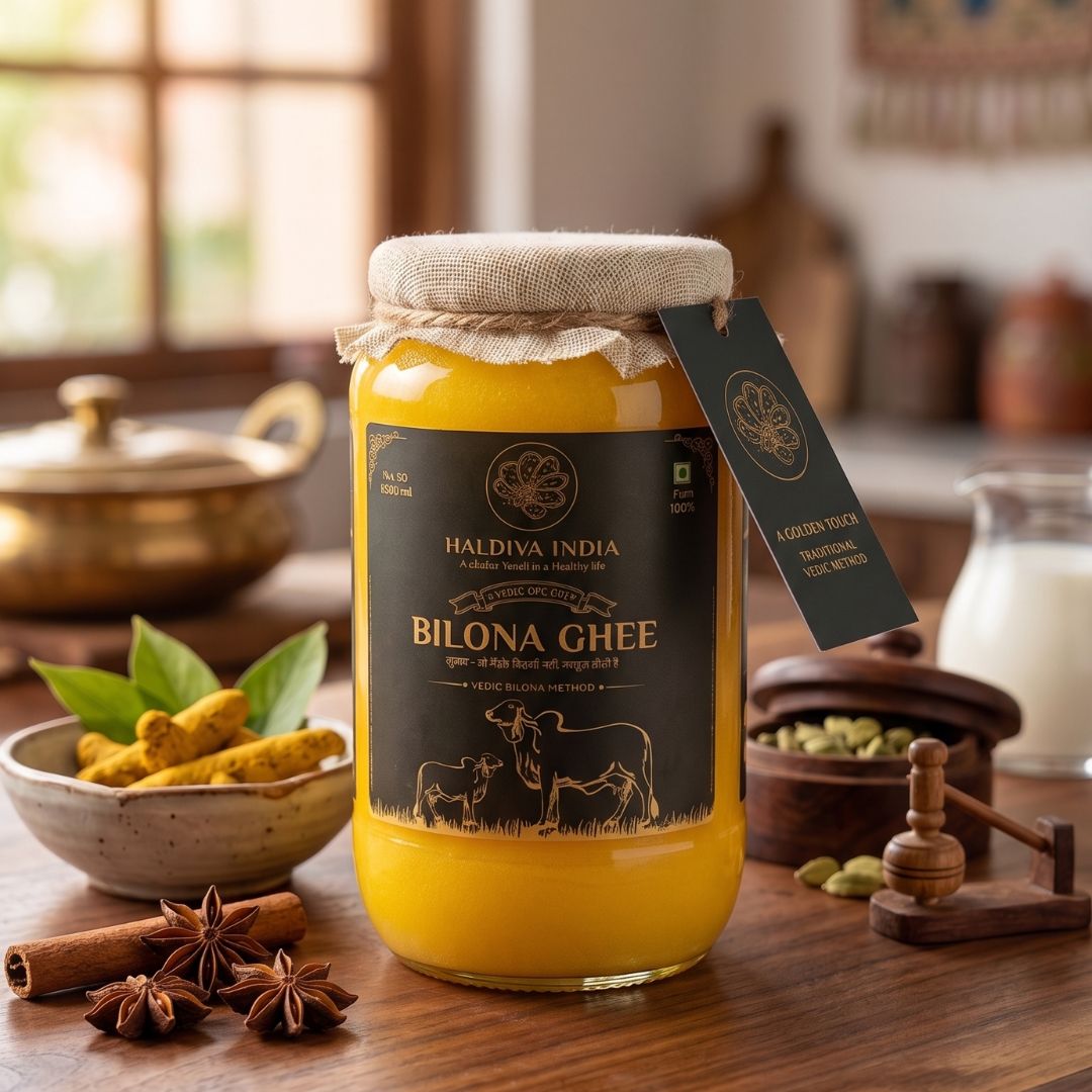 Haldiva pure bilona ghee jar made from A2 Gir cow milk