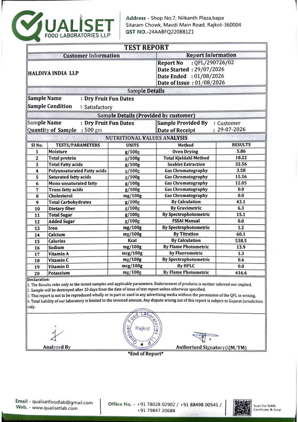 Dry-fruits Test Report